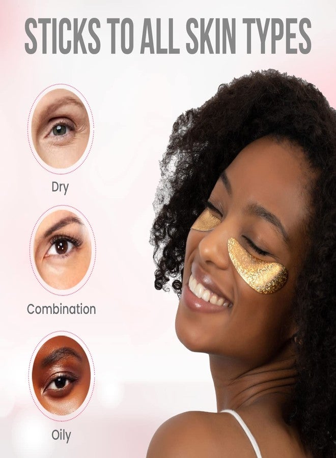 MISS SPA Under Eye Patches Brightening De-Puffing Eye Masks with Caffeine B3 Vitamins, Hydrating Eye Masks for Wrinkles Fine Lines Gold Under Eye Patches Skin Care, Dermatologist Tested (4 pairs) - Image 3